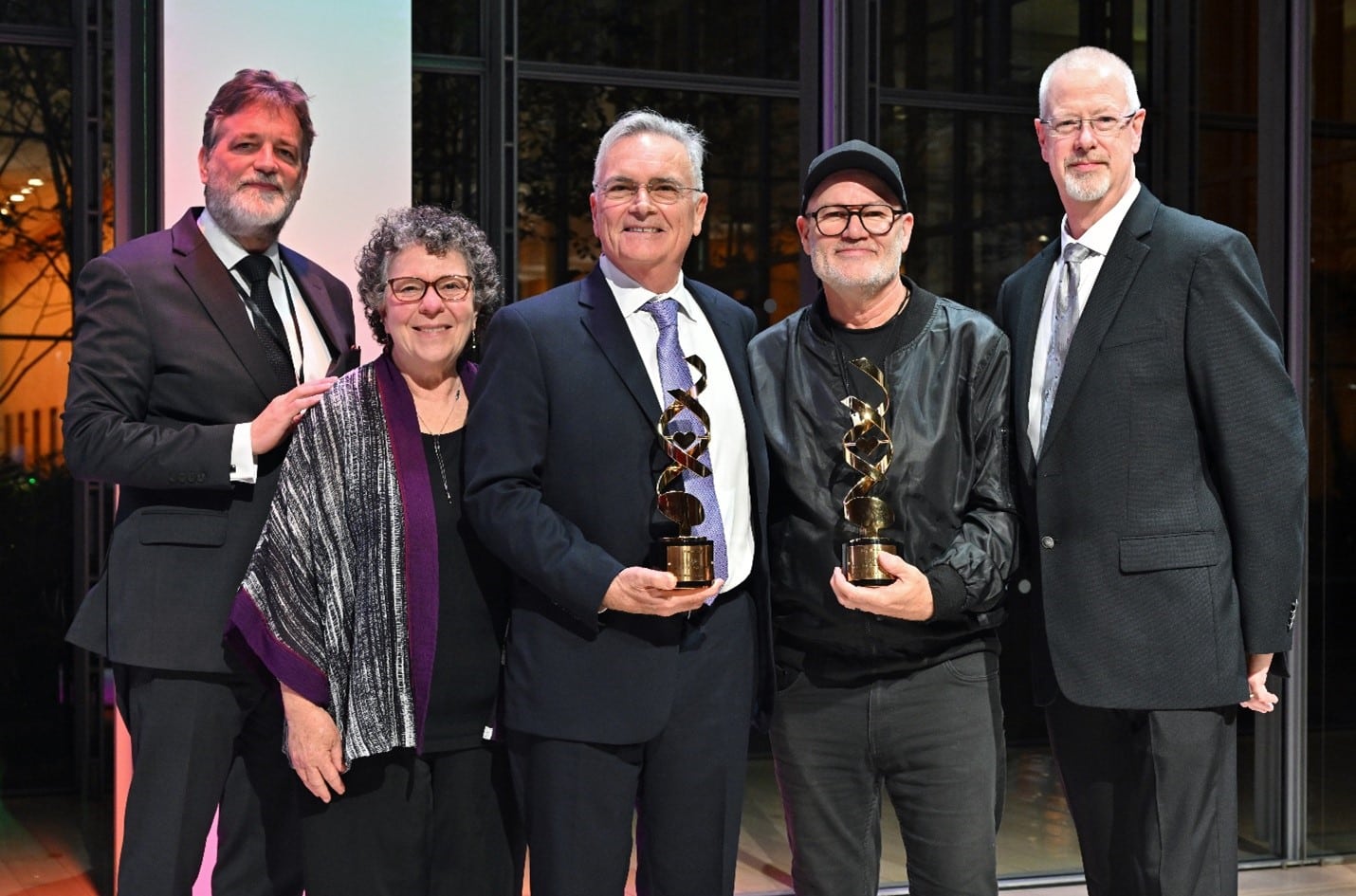 IMNF MHP: David J. Gentner, EdD, Wartburg CEO, Dr. Concetta Tomaino, IMNF Executive Director, Edward Large, Ph.D., Honoree, Greg Barnill, Honoree and performer, Todd Kunze, President & CEO InnerWave.